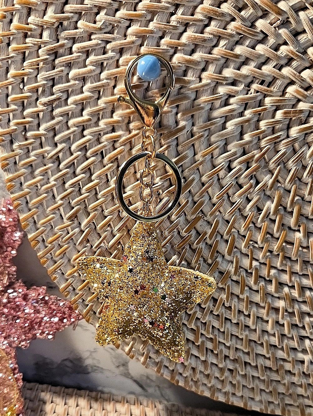 5 For 25 Or 8 Gold Star Charm Keychain
